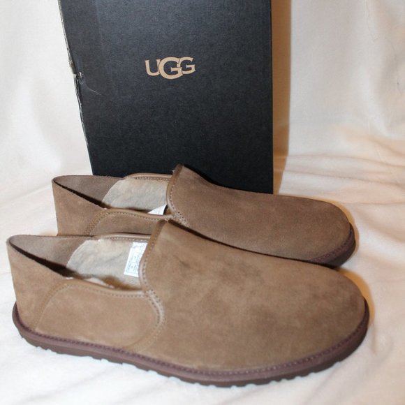 NIB UGG‎ MEN'S COOKE DARK CHESTNUT SUEDE SLIP ON LOAFER SLIPPERS - Picture 1 of 7